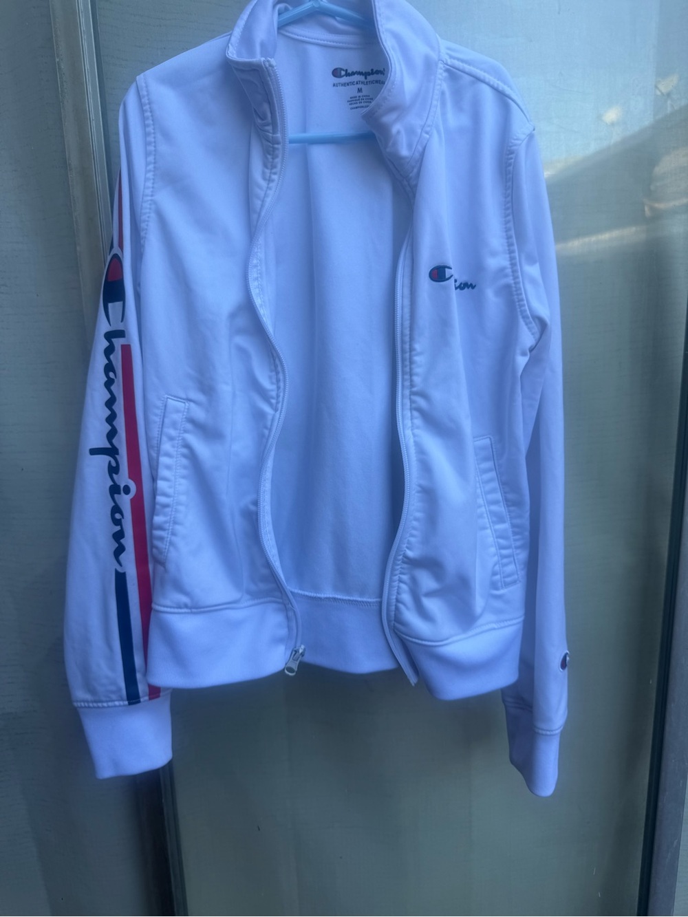 Champion boys White Track Jacket with Logo Stripe